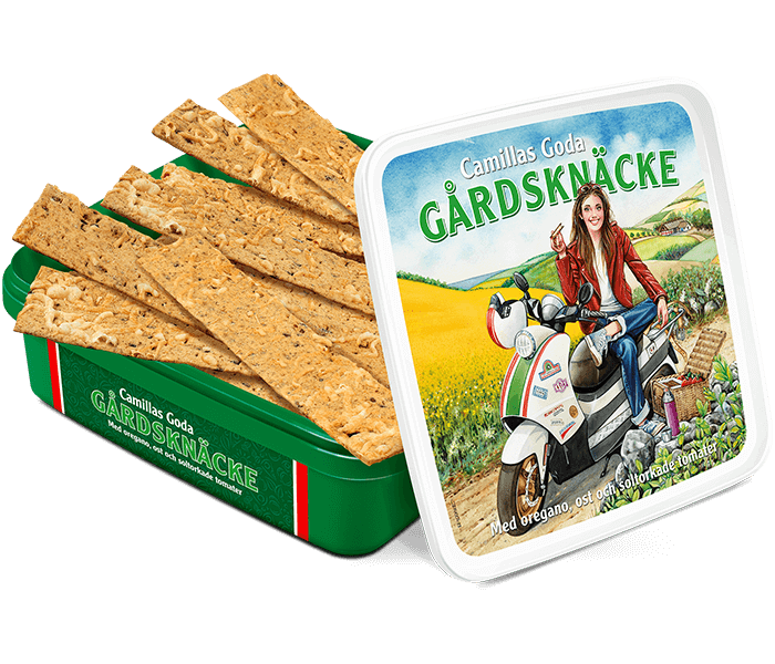 Knäckesticks med oregano, ost och soltorkade tomater. Bakat med inspiration från ett soligt Italien.