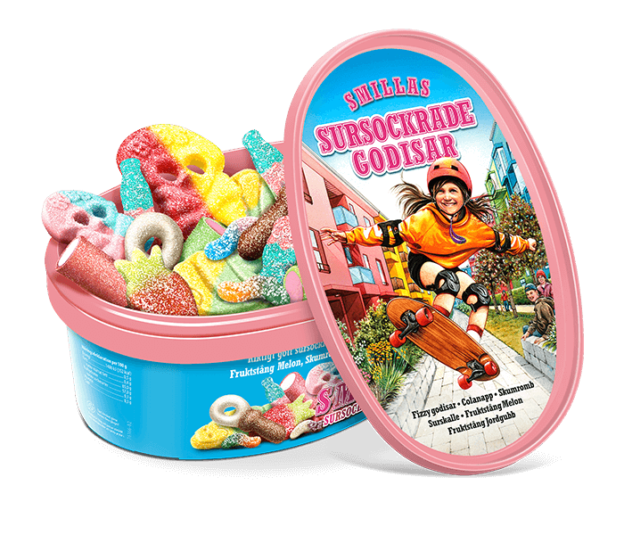 För alla som gillar när det drar lite i mungiporna passar det här sursockrade godiset. Med favoriter som fizzyflaska, melonstång, jordgubbsstång, colanapp, sodaflaska med flera blir det lätt att sprida glädje.